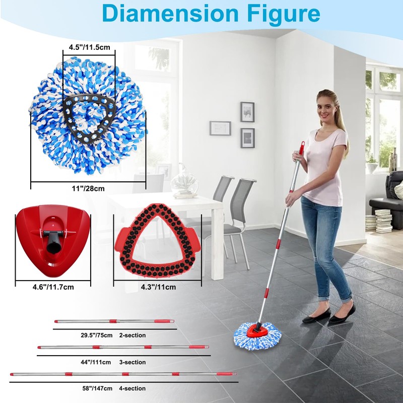 Spin Mop Head and Brush Replacement Compatible for O Cedar