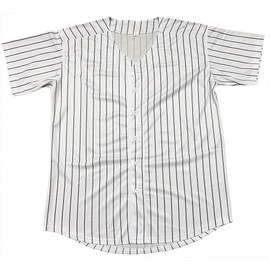 Blank Plain Hip Hop Hipster Baseball Jersey Button Down Shirts Sports Uniforms Men Women Jersey (White-Stripe, X-Large)