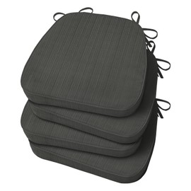 Basic Beyond Chair Cushions for Dining Chairs 4 Pack, D-Shaped Kitchen Chair Cushions with Ties Set of 4, 2.5" Thick Seat Cushions for Dining Room/Kitchen Chairs, 17" x 16", Dark Grey