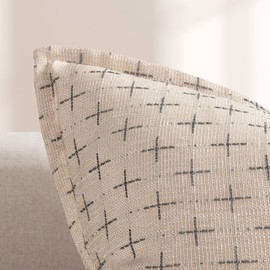 ZWJD Cushion Cover 50 x 50 cm, Set of 2, Beige, Soft Polyester Textured Cushion Covers, Decorative Cushion, Flange Edge, Cosy Farmhouse Cushion Covers for Couch, Bed, Sofa, Living Room