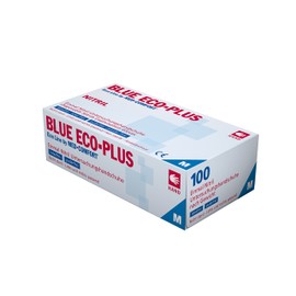 100 Handschuhe Nitril Blue Eco Plus, puderfrei, Einweghandschuhe, Einmalhandschuhe, OP-Handschuhe, Medium - GR. M