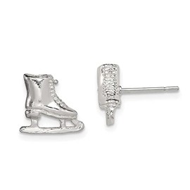 Sterling Silver Ice Skate Stud Earrings Jewelry