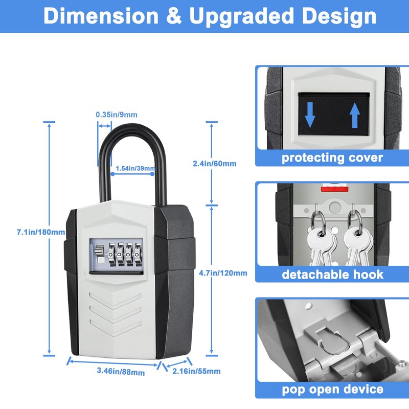 ZHEGE Key Lock Box for Outside, Safe Lock Box for