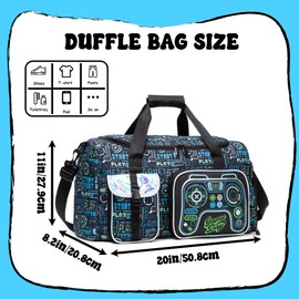 Travel Bag for Children Girls Boys Swimming Bag Kids Duffle Bag Sports Bag with Shoe Compartment Duffel Sport Carry On Weekender Kids Duffle Bag, Game.