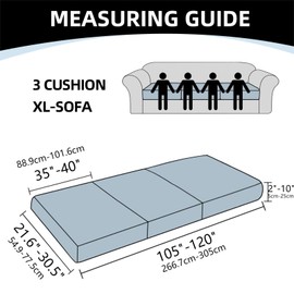 AIAMIXO Stretch Couch Cushion Covers Sectional Durable Seat Cushion Sofa Cover Sofa Cushion Protector Covers for Chair Loveseat Sofa Cushion （3 XL Pack, Grey