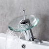 RODDEX Waterfall Bathroom Sink Faucet Unique Brass Modern Circle Glass