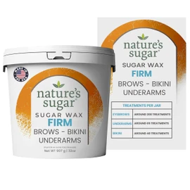 Nature’s Sugar Firm Sugar Wax Hair Removal Paste for Coarse Hair - Brows, Underarms & Bikini – Smooth Stripless for Body, Face & All Skin Types – Gentle on Sensitive Skin & Long-Lasting – 32 oz