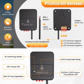 ZZXX 8 Inch Retaining Wall Lights 5W LED Hardscape Lighting 2700K 12-24V Low Voltage Step Light with Photocell Sensor IP68 Waterproof Paver Lights Outdoor for Deck Fence Patio Walls Stairs,12 Pack