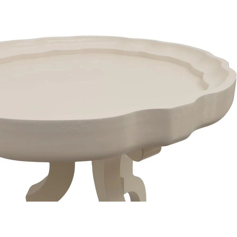 PARISLOFT French Country End Table Cream White Scalloped Edge Tray