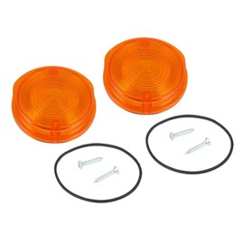 Set of 2 Front Indicator Caps Round Orange with Rubber Sealing Ring and Screws for Simson S50, S51, S70, SR50, SR80 - MZ ETZ, TS