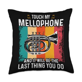 Mellophone Lyre and Flip Folder Brass Instrument Marching Band Mellophonist Mellophone Throw Pillow, 18x18, Multicolor