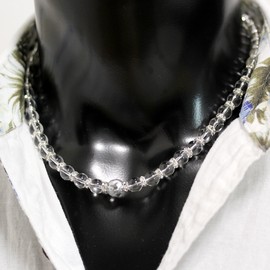 Shikui 135 4A Silver Carved Dragon Crystal 0.4 inch (10 mm) Silver Rondelle Prayer Beads Necklace, Crystal, Quartz