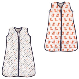 Hudson Baby Safe Sleep Wearable Muslin Sleeping Bag, 2 Pack, Arrows/Foxes, 18-24 Months
