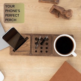 Vigo Wood Desk Organiser, Office Desk Setup,Table Accessories, Docking Station, Office & Desk Storage (Small)