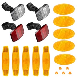 AMSNINK Pack of 14 Reflectors for Bicycle, Bicycle Reflectors, Bicycle Reflectors, Spokes, Cat Eyes, Bicycle Reflectors Set, Front Rear for Road Bike, MTB, E-Bike