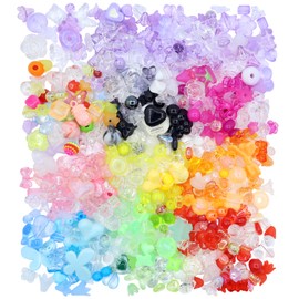 RYKOMO 500PCS Acrylic Assorted Beads Flower Sweetheart Butterfly Candy Acrylic Kawaii Aesthetic Beads Assorted Beads for Bracelets DIY Jewelry Making (10 Candy Colors)
