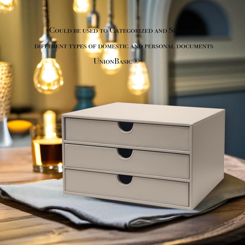 UnionBasic Document Organizer, 3-Drawer File Cabinet Document Storage Box, Office