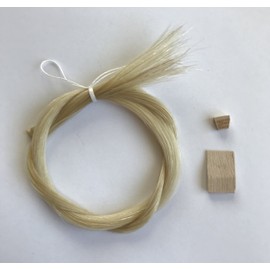 MI&VI - Cabello de caballo mongola para violín, viola, violonchelo, lazos – sin blanquear, color blanco 71,12 cm (1 cáñamo, precipitado, incluye tapón y cuña), Cello - 1 Hank