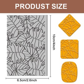 CHGCRAFT Monstera Leaf Clay Texture Mat Palm Leaf Clay Modeling Pattern Pad Texture Sheets for Polymer Clay Making Earrings Jewelry, 4x2.6inch