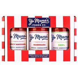 Yo Mama’s Foods Gourmet KETO Gift Set and Care Package | Includes (1) Marinara Sauce (1) Tomato Basil & | (1) Spicy Marinara Sauce | Low-Sugar, Carb, Sodium, Gluten-Free, Fresh Ingredients!