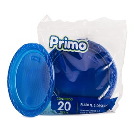 PRIMO Platos Neón Medianos 60 piezas | Platos No. 3 Colores Brillantes para Eventos (AZUL)