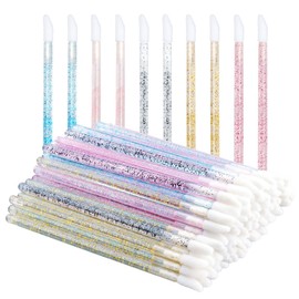 100PCS Glitter Crystal Lip Brush, Disposable Lip Brushes Lip Gloss Applicators Lipstick Gloss Wands Applicator Perfect Makeup Tool Kits (Multi-colored)