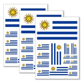 QQSD Uruguay Flag Sticker Uruguayan Decal in Multiple Sizes, 3 Pack, 11.7 x 8.3 Inches
