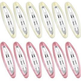 12 Pieces Oval Snap Hair Clips Tortoise Metal Snap Clips Oval Epoxy Hair Grips Metal Ellipse Hair Clips Non slip Snap Hair Barrettes Hair Accessories for Women Girls Hair Styling, 2.8 In (Vivid Style)