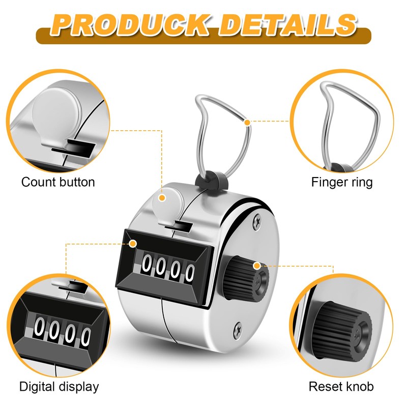 Nliyeisu 2 Pcs Clicker Counter, Hand Tally Counter with Large