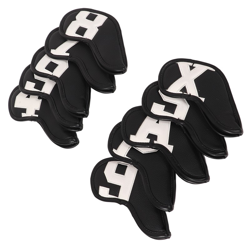 10pcs set PU Waterproof Golf Club Iron Cover Fine Sewing