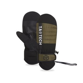 TaoTech Mittens, Snowboarding, Zip, Vertical, Opening/Closing, Zipper, Quilting, Gloves, Wrist Guard Included, Men's, Women's, Ski Gloves with Protector, Inner Included, Vertical Opening (M, Dark Green)