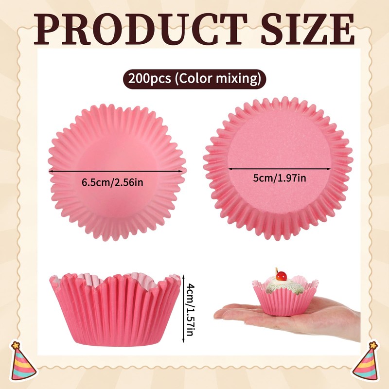 200 PCS Pastel Cupcake Liners, Colorful Floral Cupcake Liners