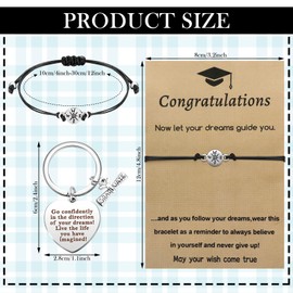 Sureio 12 Pcs 2025 Graduation Gifts Bulk Set Graduation Bracelets Graduation Keychain Graduation Inspirational Gift for Men Women (Classic)