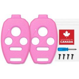Cutting NOT Required for Honda Key Fob Cover Shell for Civic Accord CRV Pilot Element - Custom Fit Durable Design Easy Installation by StandardAutoPart (4 Button) (Pack of 2) (Pink)
