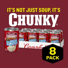 Campbell’s Chunky Soup, New England Clam Chowder, 16.3 Oz Can (Case of 8)