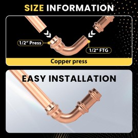 10 PCS Foskan Copper Press Fitting, 1/2"FTG x 1/2" Press 90 Degree Elbow