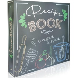 Recipe Binder With Plastic Sleeves, Recipe Book To Write In your Own Recipes, 3 Ring Blank Recipe Book, Recipe Book Binder, 11.4’’x11.8’’ - 60 Pages And 50 Clear Sheet Protectors, and 12 Divider Tabs
