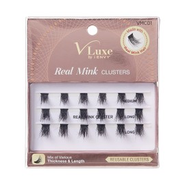i•ENVY Real Mink Cluster Lashes Full and Fluffy Extension Look, Reusable, DIY Salon Result