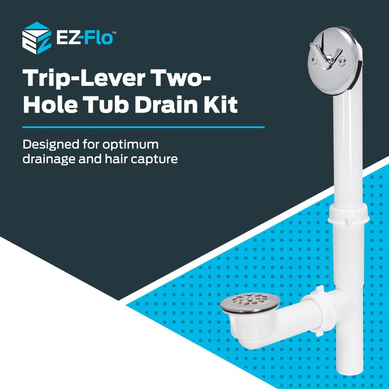 EZ-FLO 1-1/2 Inch Trip-Lever Bath Tub Drain Kit, 2-Hole Overflow