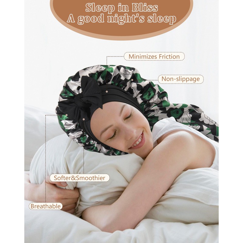 AWAYTR Long Hair Bonnet for Women - Reversible Double Layer