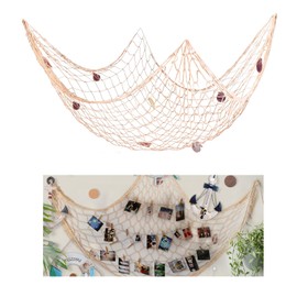 Elbourn Fishing Net Wall Decor Nautical Themed Fishing Net Wall Hanging Decorations, Decorative Fishing Net with Shells for Beach Themed Living Room, Bedrooms, Hallway (White)