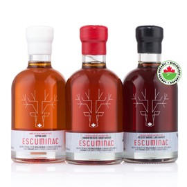 Escuminac Canadian Maple Syrup Variety Set, Including our 3 Harvests Extra Rare, Great Harvest, Late Harvest. 3 X 6.8 fl oz, 100% Pure & Organic, Single Origin, Holiday Gift
