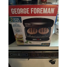 George Foreman 2 Serving Electric Indoor Grill Brand New