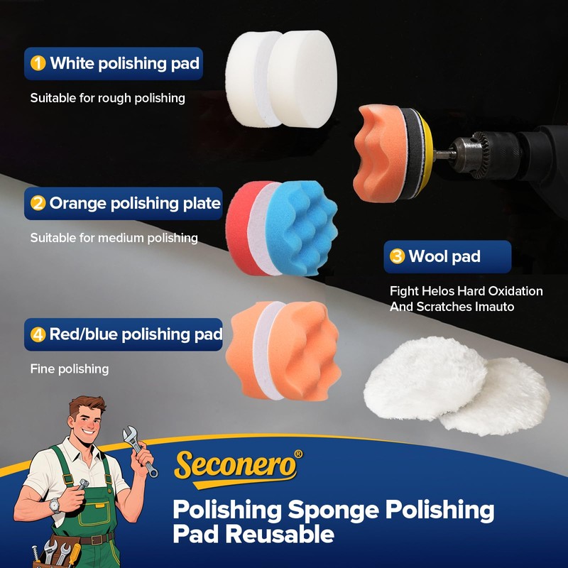 Seconero 143PCS Sanding Discs Kit for Drill, 75mm Sandpaper Hook