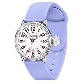 TKIIOER Nurse Watch for Nurse Medical Professionals Students Women Men, 50M Waterproof 12/24 Hour Military Time Luminouse Easy Read Dial, Second Hand Watch for Nursing(Purple)