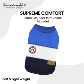 Parisian Pet Dog Tshirt - Embroidered “ Worlds Champion “ Dog Shirt - Lightweight Dog Tank Top - Sleeveless Color Block Dog Tee Shirts - Machine Washable Dog Shirts for Small Dogs - S