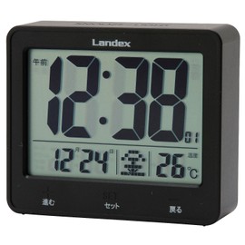 LANDEX YT5253BK Alarm Clock, Radio Wave, Digital Touch Light Master, Large Screen LCD, Black