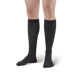 Ames Walker AW Style 162 Men's Wool Dress 20-30 mmHg Firm Compression Knee High Socks Black Small