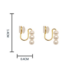 BaraRose Non-Pierced Earrings, Women's, Pearl Earrings, No Pain, Screw Type, No Need to Open Ears, Simple and Elegant, Gift, Adult (Golden Pair / Silver Pair), Pearl Metal, No