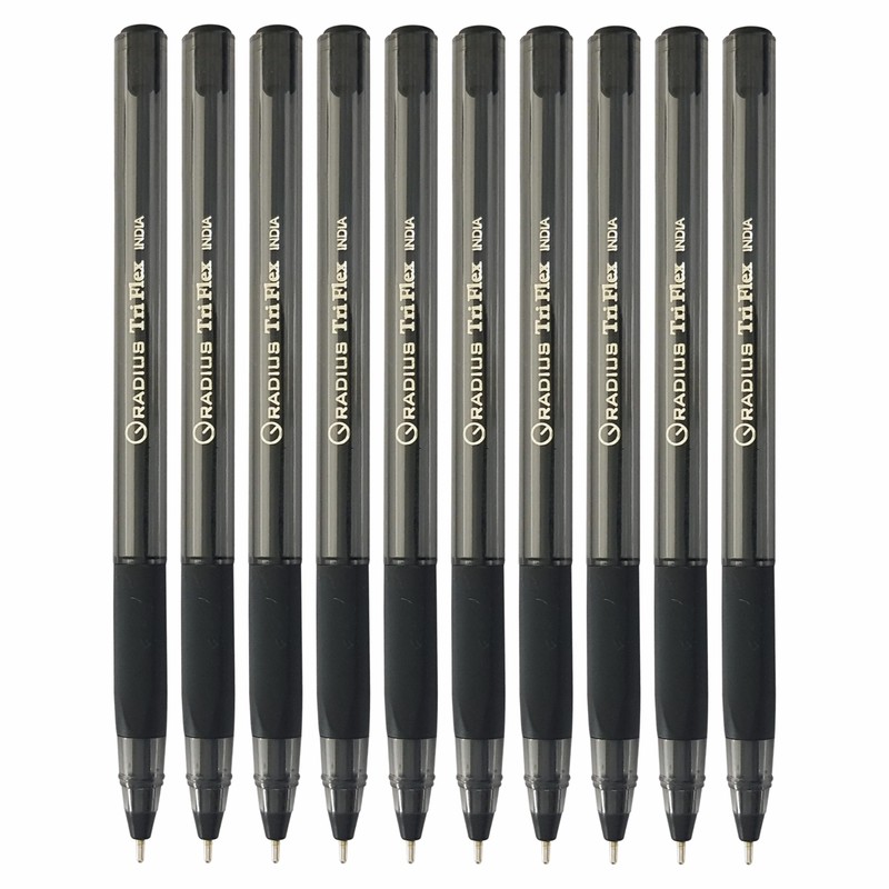 RADIUS Tri Flex Ballpoint Pens, BLACK, 1.0mm Medium Point, Pack